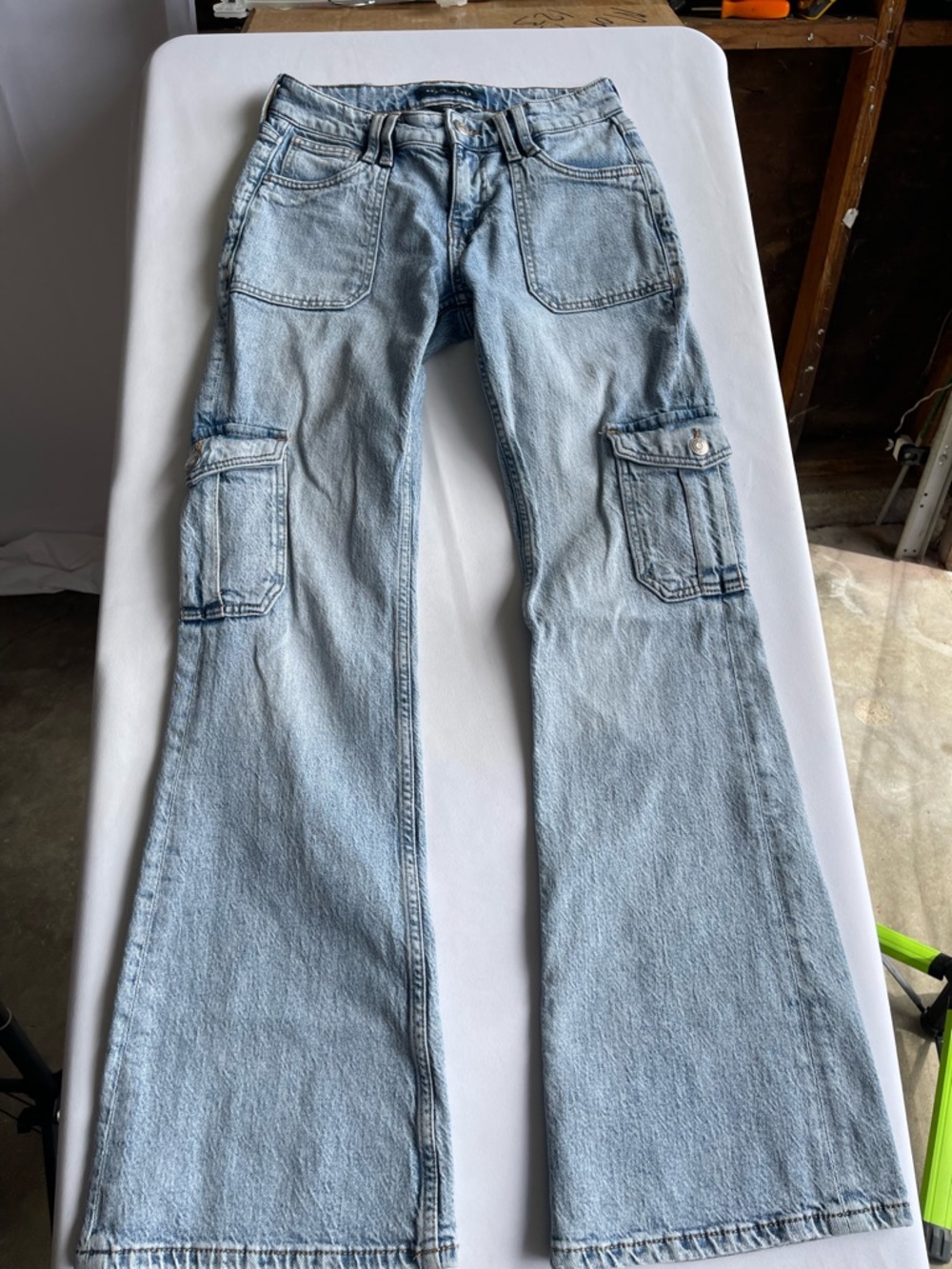 Aeropostale Light Blue High-Rise Cargo Flare Jeans - Women's - Picture 4 of 12